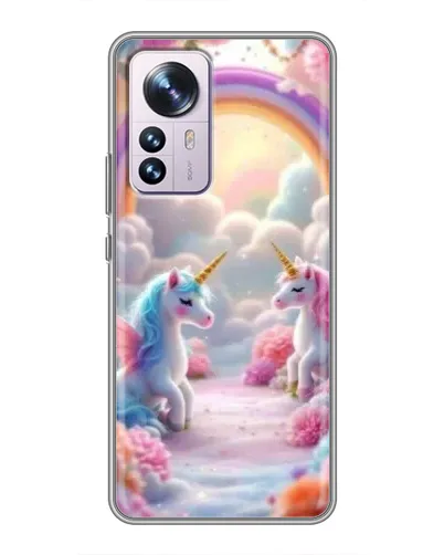 Чехол для Xiaomi 12 / 12X с картинкой «Радуга и единороги»