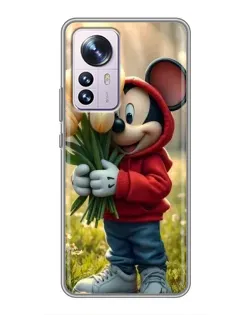 Чехол для Xiaomi 12 / 12X с картинкой «Микки с тюльпанами»