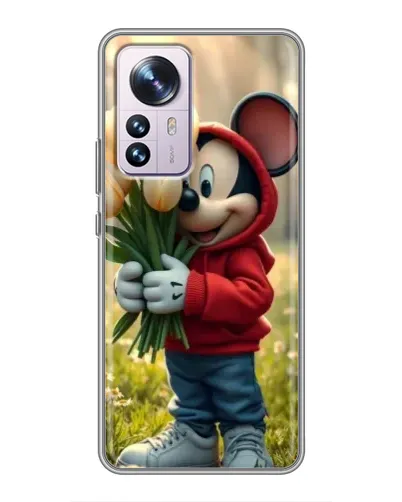 Чехол для Xiaomi 12 / 12X с картинкой «Микки с тюльпанами»