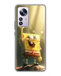 Чехол для Xiaomi 12 / 12X с картинкой «Сияющий Спанч Боб»