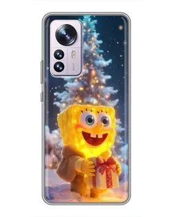 Чехол для Xiaomi 12 / 12X с картинкой «Рождественский Спанч Боб»