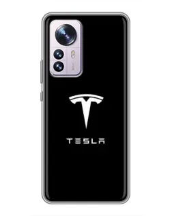 Чехол для Xiaomi 12 / 12X с картинкой «Tesla White Logo»