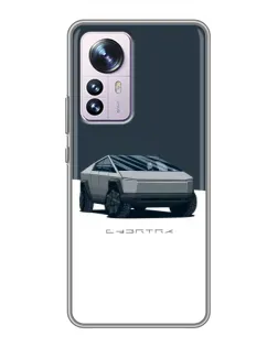 Чехол для Xiaomi 12 / 12X с картинкой «Серебристый Cybertruck Tesla»