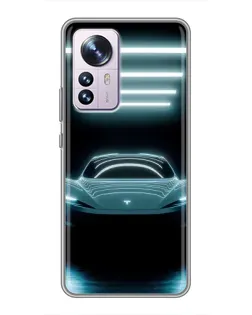 Чехол для Xiaomi 12 / 12X с картинкой «Tesla в неоне»