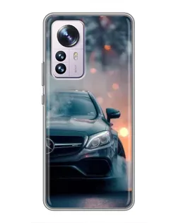Чехол для Xiaomi 12 / 12X с картинкой «Mercedes — ночной город»