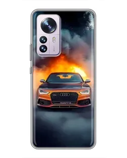 Чехол для Xiaomi 12 / 12X с картинкой «Audi в огненном дыму» Чехол для Xiaomi 12 / 12X с картинкой «Audi в огненном дыму»