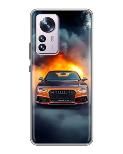Чехол для Xiaomi 12 / 12X с картинкой «Audi в огненном дыму»