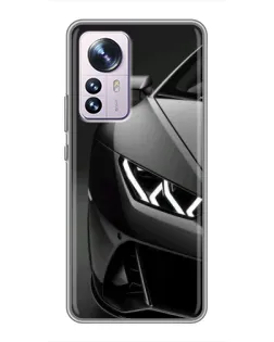 Чехол для Xiaomi 12 / 12X с картинкой «Lamborghini фары детализация»