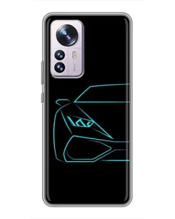 Чехол для Xiaomi 12 / 12X с картинкой «Голубой силуэт Lamborghini»