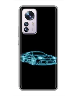 Чехол для Xiaomi 12 / 12X с картинкой «Неоновый контур Lamborghini»