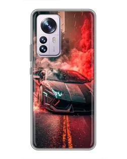 Чехол для Xiaomi 12 / 12X с картинкой «Lamborghini красный дым»