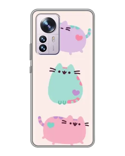 Чехол для Xiaomi 12 / 12X с картинкой «Pusheen трио»