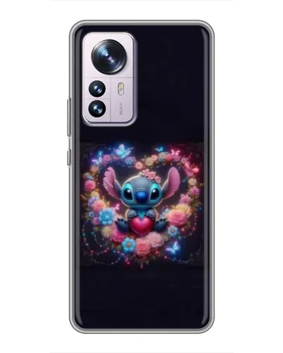 Чехол для Xiaomi 12 / 12X с картинкой «Stitch в цветах»