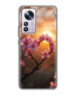 Чехол для Xiaomi 12 / 12X с картинкой «Розовый цвет сердце на фоне заката» Чехол для Xiaomi 12 / 12X с картинкой «Розовый цвет сердце на фоне заката»