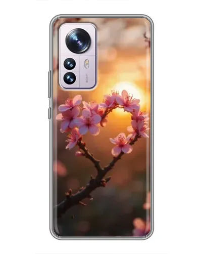 Чехол для Xiaomi 12 / 12X с картинкой «Розовый цвет сердце на фоне заката» Чехол для Xiaomi 12 / 12X с картинкой «Розовый цвет сердце на фоне заката»