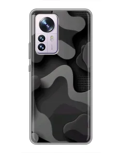 Чехол для Xiaomi 12 / 12X с картинкой «Темный абстрактный камуфляж»