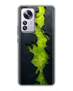 Чехол для Xiaomi 12 / 12X с картинкой «Салатовый разлом скалы»