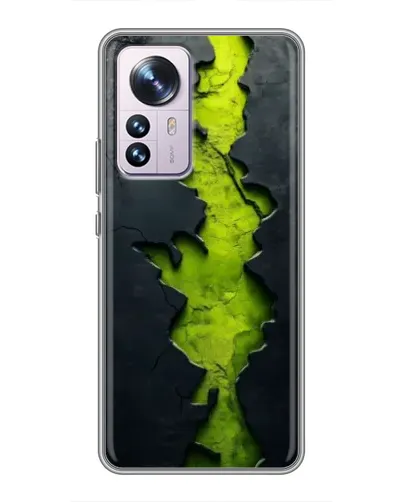 Чехол для Xiaomi 12 / 12X с картинкой «Салатовый разлом скалы»