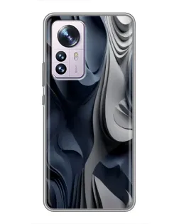 Чехол для Xiaomi 12 / 12X с картинкой «Объемные синие складки»