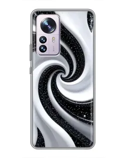 Чехол для Xiaomi 12 / 12X с картинкой «Черно-белая спираль»