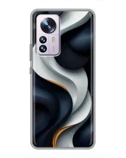 Чехол для Xiaomi 12 / 12X с картинкой «Объемные черно-белые ленты»