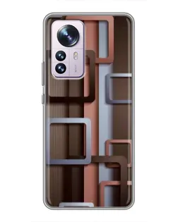 Чехол для Xiaomi 12 / 12X с картинкой «Коричневые объемные квадраты»