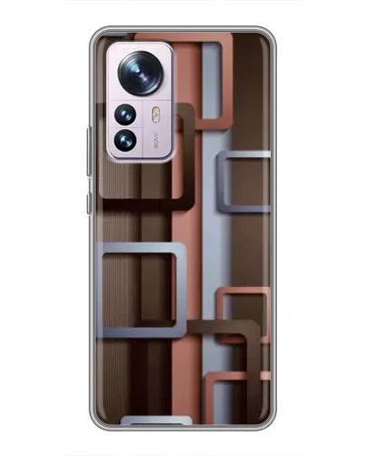 Чехол для Xiaomi 12 / 12X с картинкой «Коричневые объемные квадраты»