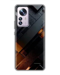 Чехол для Xiaomi 12 / 12X с картинкой «Черные геометрические блоки»