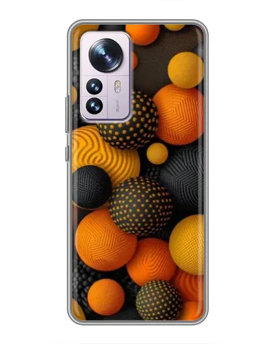 Чехол для Xiaomi 12 / 12X с картинкой «Объемные оранжевые сферы»