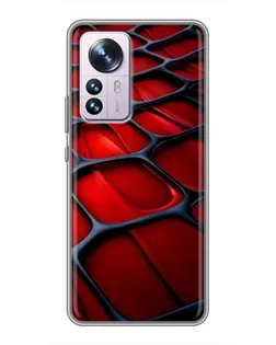 Чехол для Xiaomi 12 / 12X с картинкой «Красная глянцевая сетка»