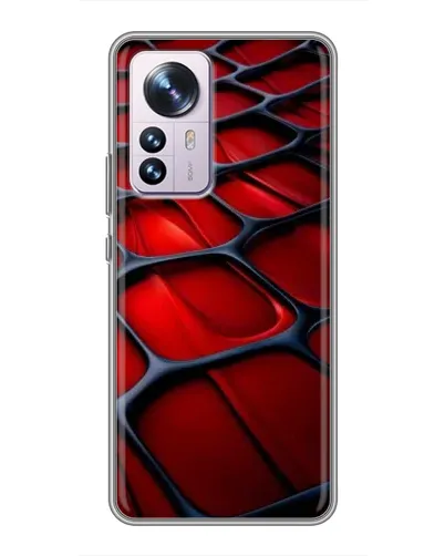 Чехол для Xiaomi 12 / 12X с картинкой «Красная глянцевая сетка»