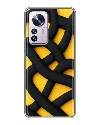 Чехол для Xiaomi 12 / 12X с картинкой «Черное желтое переплетение»