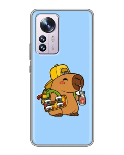 Чехол для Xiaomi 12 / 12X с картинкой «Капибара на скейте»