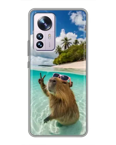 Чехол для Xiaomi 12 / 12X с картинкой «Капибара на море»