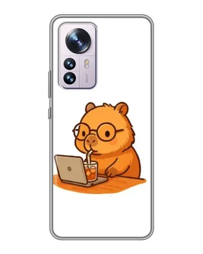 Чехол для Xiaomi 12 / 12X с картинкой «Капибара с ноутбуком»