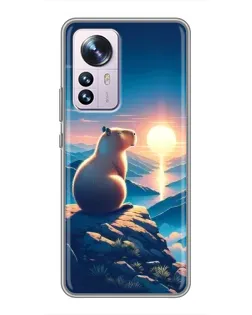 Чохол для Xiaomi 12 / 12X з картинкою «Захід сонця з капібарою»