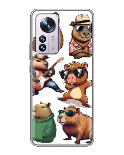 Чехол для Xiaomi 12 / 12X с картинкой «Крутые капибары музыканты»
