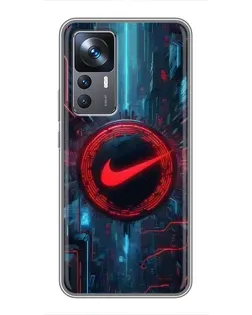 Чехол для Xiaomi 12T Pro с картинкой «Техногенный стиль Nike»