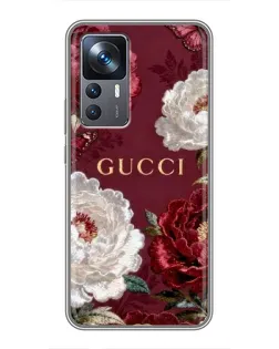Чохол для Xiaomi 12T Pro з картинкою «Gucci — бордові троянди»