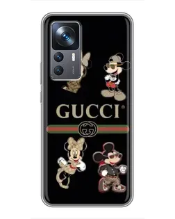 Чохол для Xiaomi 12T Pro з картинкою «Gucci — герої Disney та монограма»