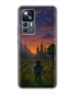 Чехол для Xiaomi 12T Pro с картинкой «Стив у башни»