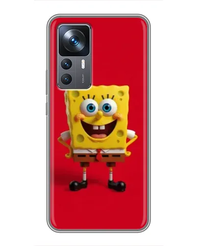 Чехол для Xiaomi 12T Pro с картинкой «Спанч Боб на красном»