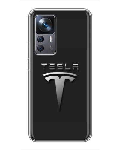Чехол для Xiaomi 12T Pro с картинкой «Стальной логотип Tesla»