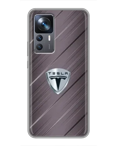 Чехол для Xiaomi 12T Pro с картинкой «Металлическая текстура Tesla»