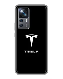 Чехол для Xiaomi 12T Pro с картинкой «Tesla White Logo»