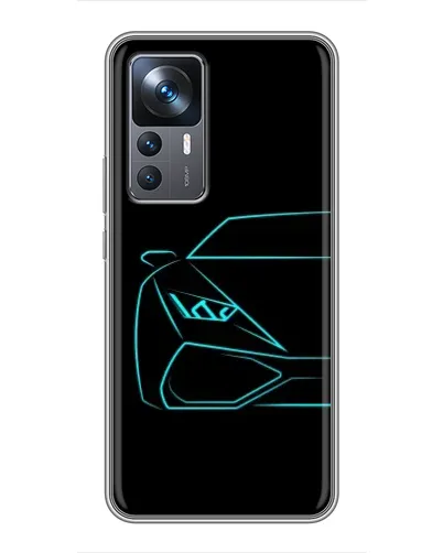 Чехол для Xiaomi 12T Pro с картинкой «Голубой силуэт Lamborghini»