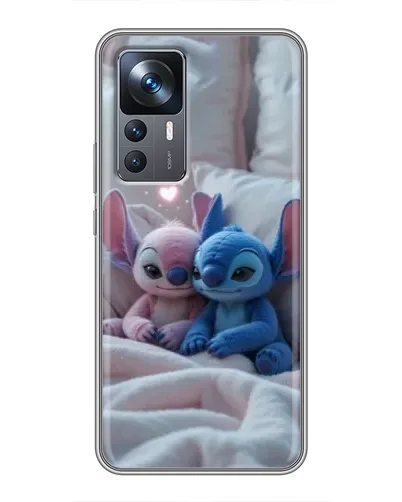 Чехол для Xiaomi 12T Pro с картинкой «Плюшевые Стич Ангел»