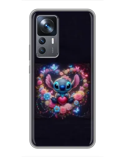 Чехол для Xiaomi 12T Pro с картинкой «Stitch в цветах»