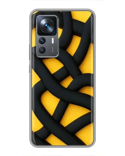 Чехол для Xiaomi 12T Pro с картинкой «Черное желтое переплетение»