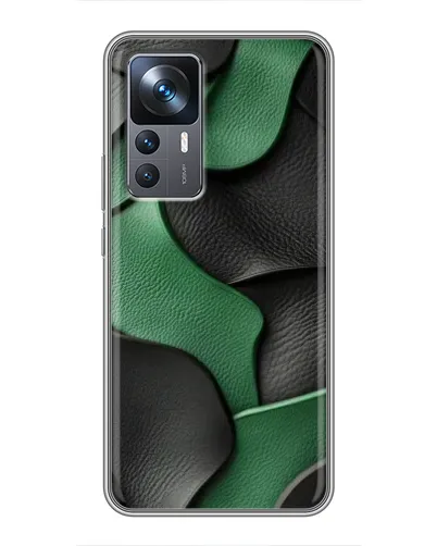 Чехол для Xiaomi 12T Pro с картинкой «Зеленые кожаные волны»